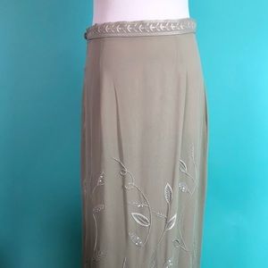 Giorgio Armani Vtg Silk Beaded Column Skirt 10